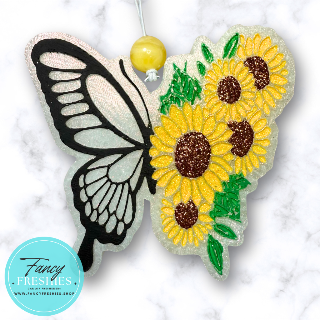 Butterfly With Sunflowers Freshie