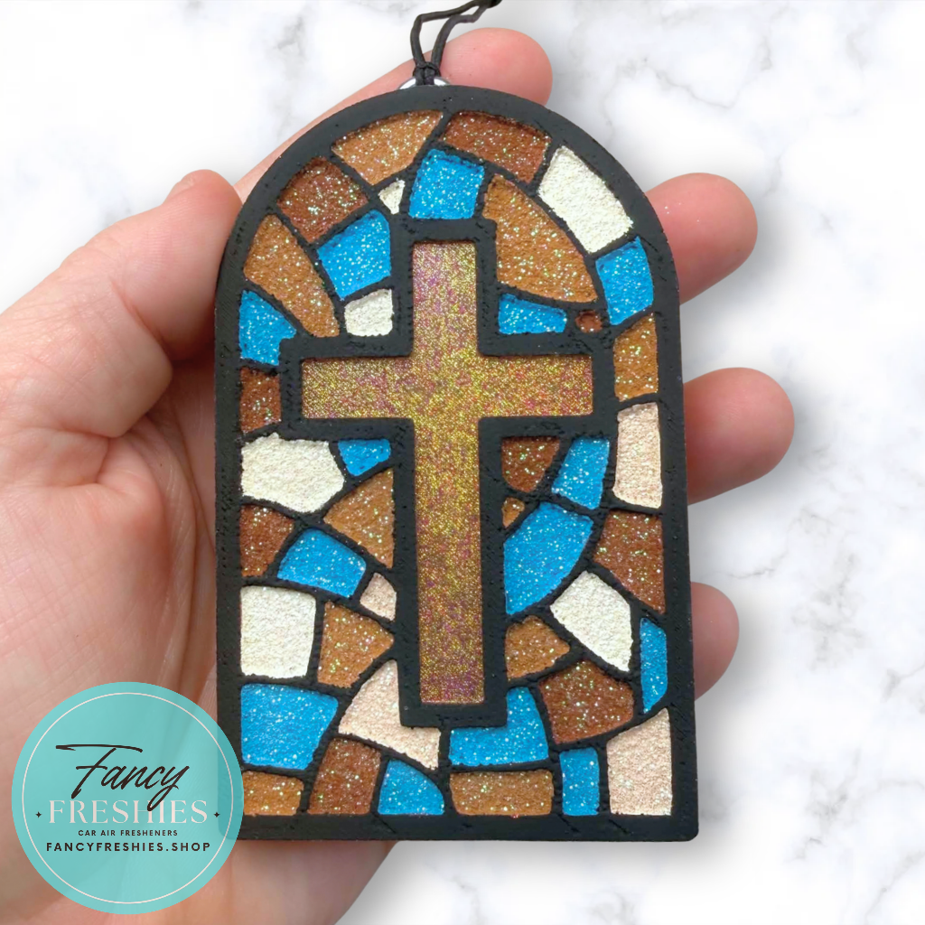 Stained Glass Cross Freshie