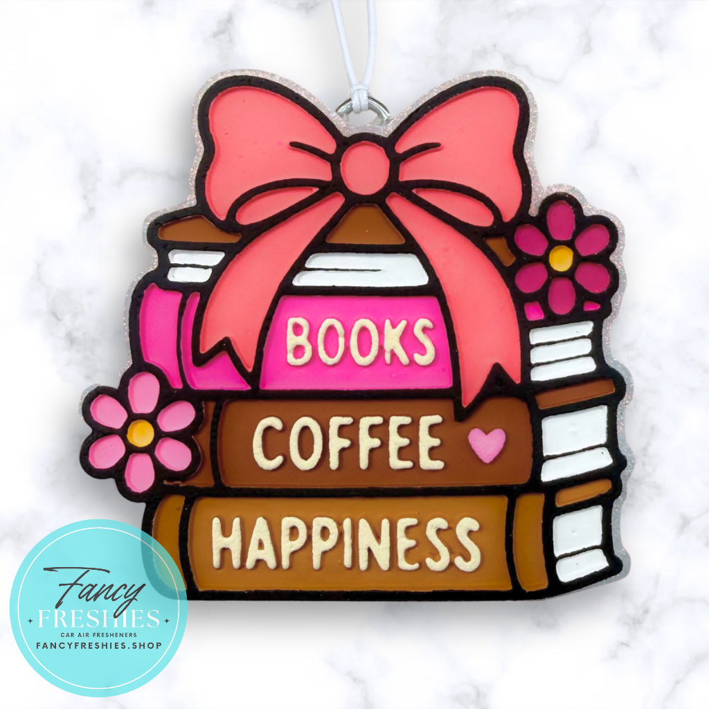 Books, Coffee, Happiness Freshie