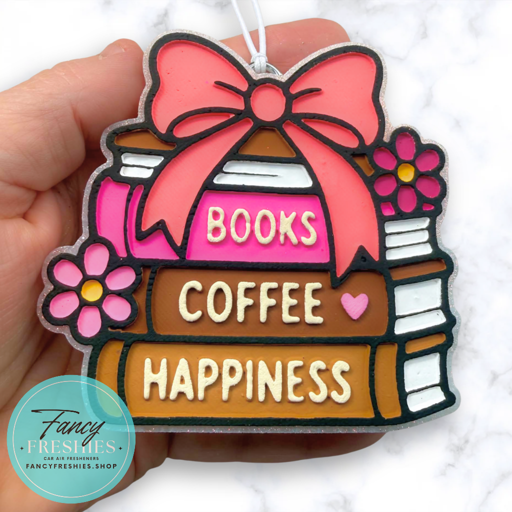 Books, Coffee, Happiness Freshie