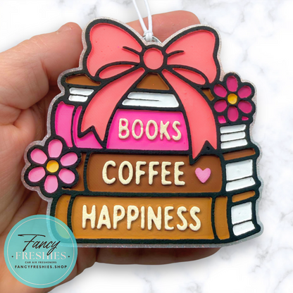 Books, Coffee, Happiness Freshie