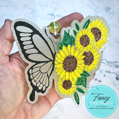 Butterfly With Sunflowers Freshie