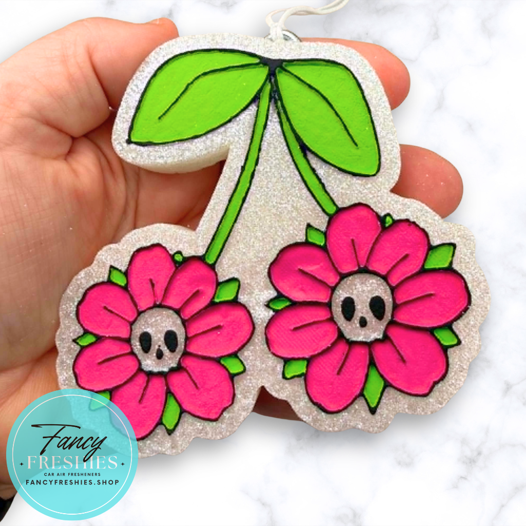 Cherry Skull Flowers Freshie
