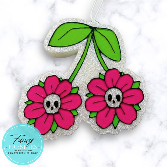 Cherry Skull Flowers Freshie