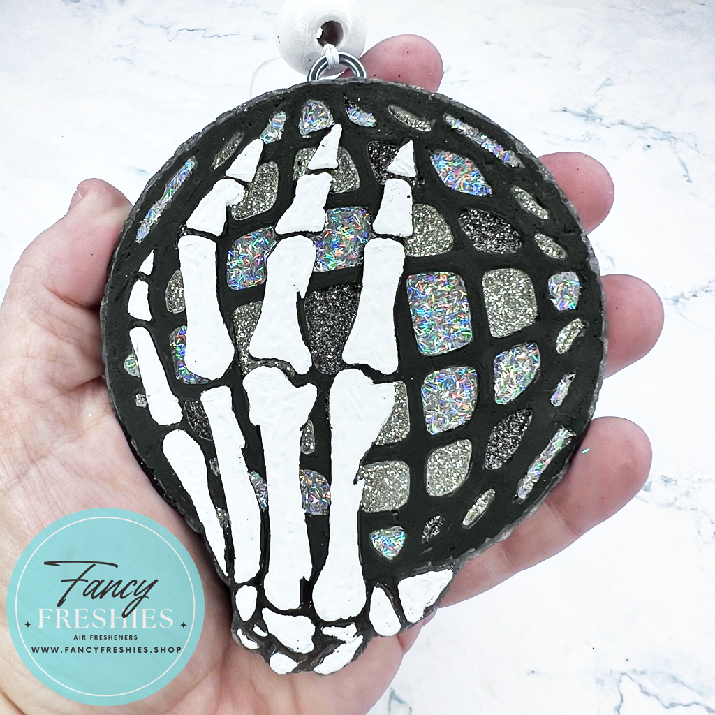 Disco Ball Skull Hand Freshie