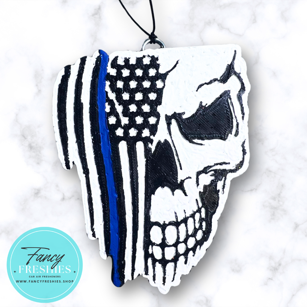 Skull Flag Blue Line Freshie