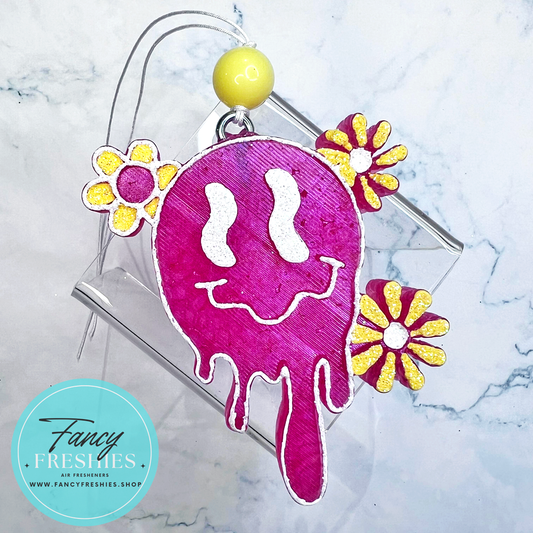 Smiley Drip with Flowers Freshies