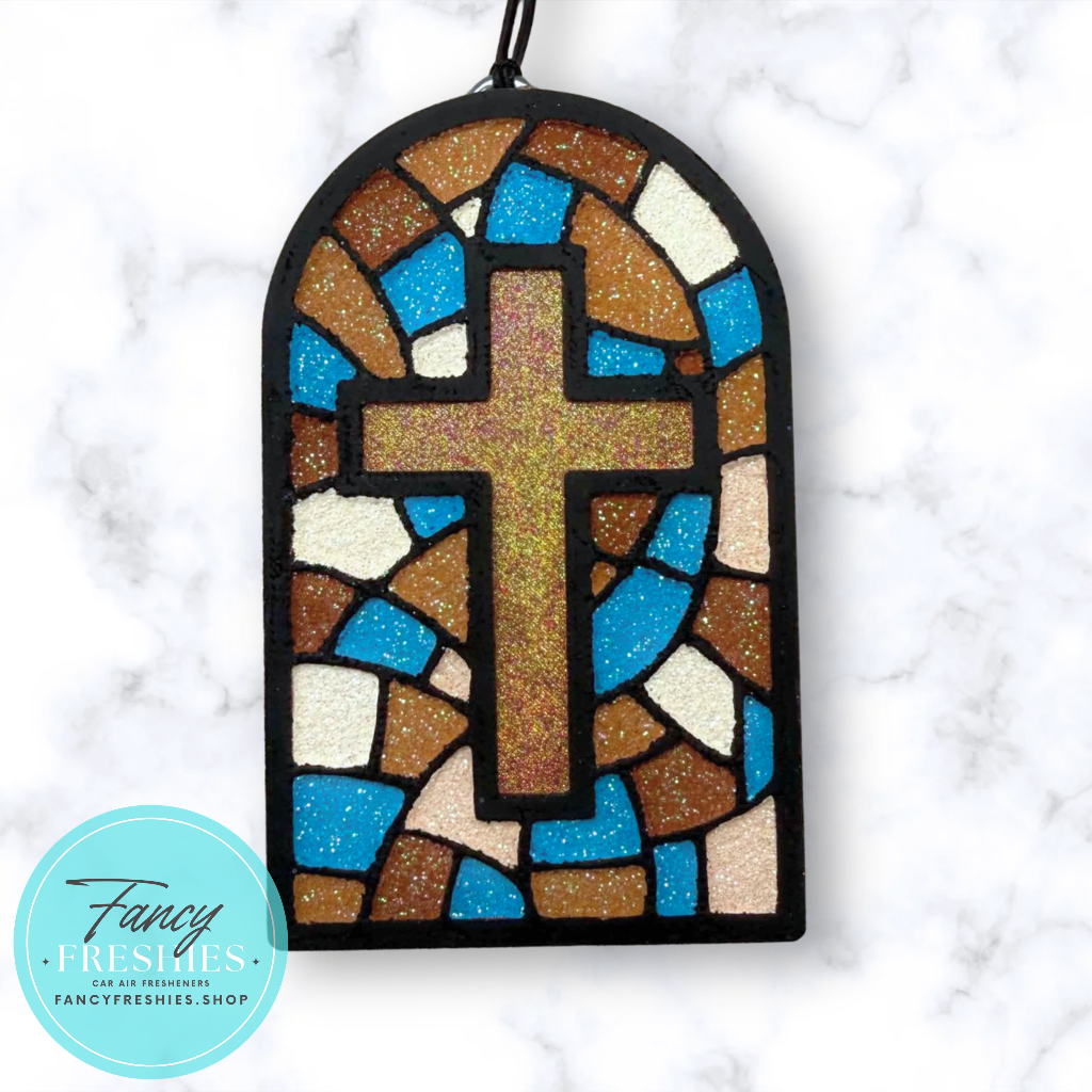 Stained Glass Cross Freshie