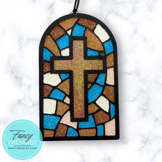 Stained Glass Cross Freshie